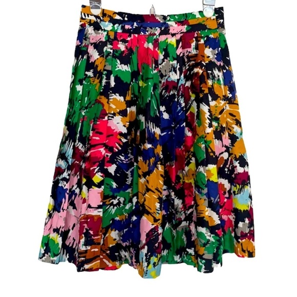 J Crew Abstract Print silk pleated skirt - Picture 1 of 7
